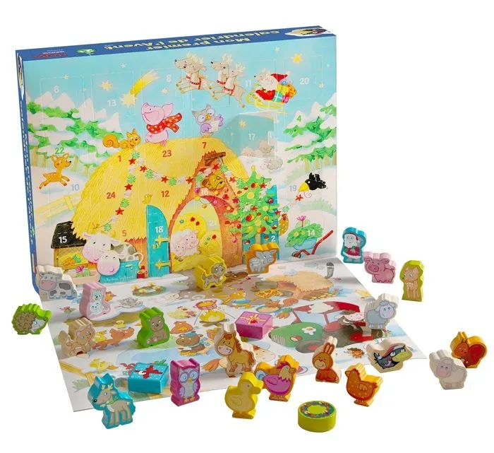 HABA - Mon Premier Calendrier de l’Avent - 24 Pièces en Bois, 24 Chapitres à lire et Décor en 3D - Calendrier Noël pour Enfants-1