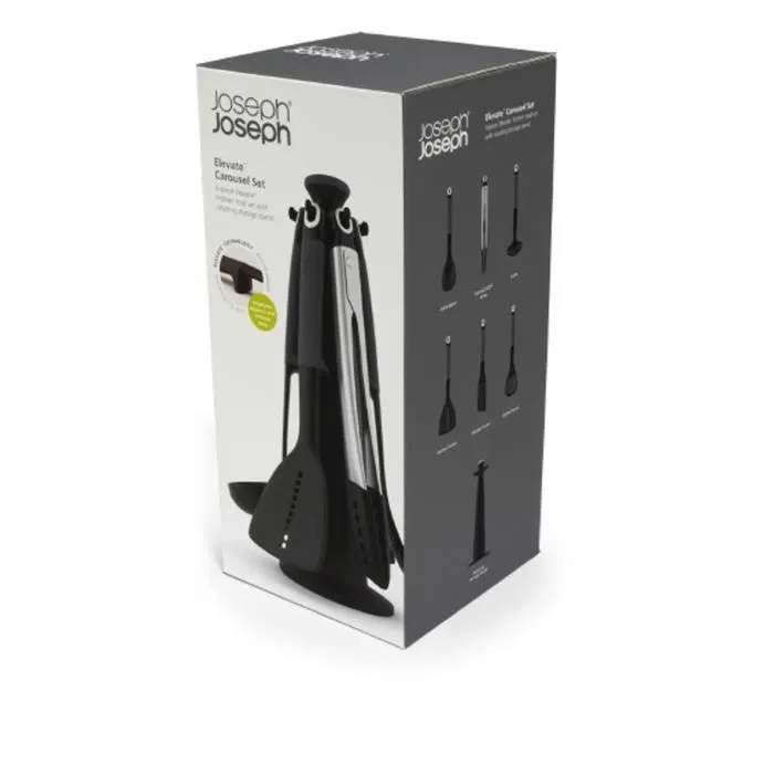 Ustensiles de cuisine - Joseph Joseph - Elevate - Carrousel 5 pièces - Acier Noir - Silicone thermorésistant-1