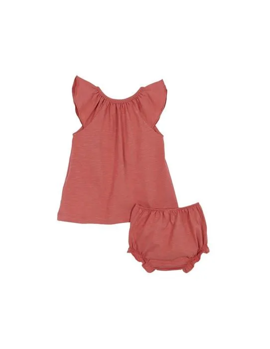 Coffret textile Gocco Vestido Jersey Con Volantes, Robe Bebe Fille, Coral,-1