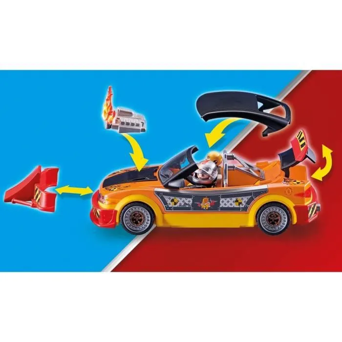 PLAYMOBIL - 70551 - Stuntshow Voiture crash test avec mannequin - Mixte - 60 pièces - Bleu-2