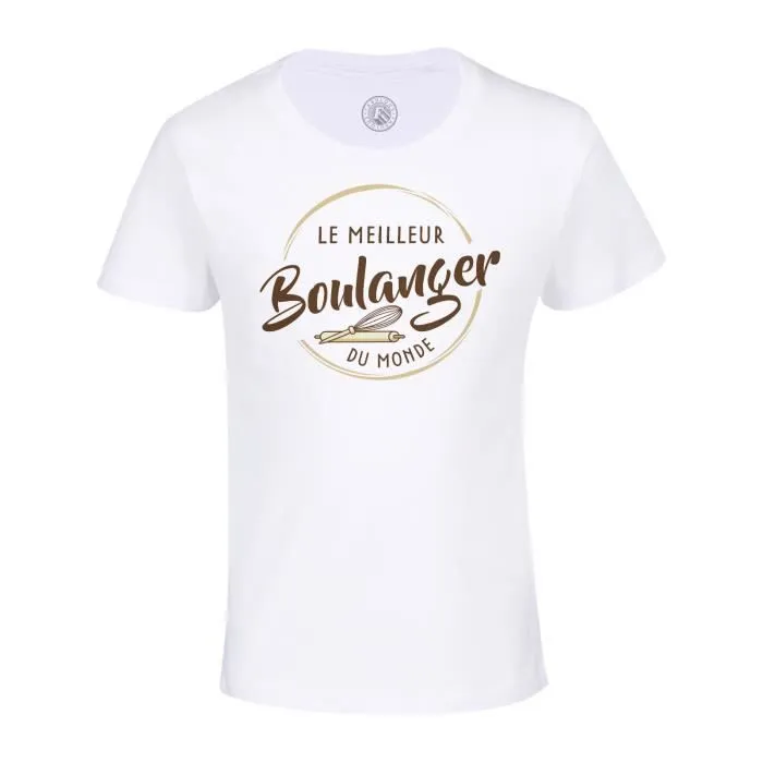 T-shirt Enfant Blanc Le Meilleur Boulanger du Monde Artisan Boulangerie Patisserie Pain-0