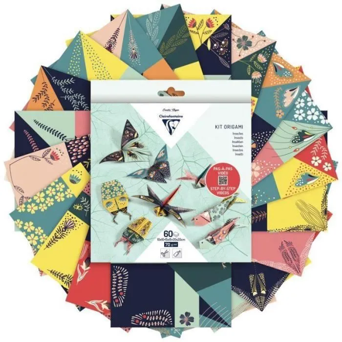 Pochette de 60 feuilles Origami insectes - Marque - 3 formats - Pour enfants dès 8 ans-3