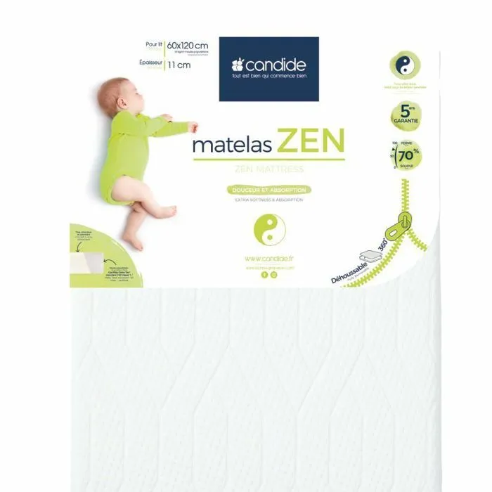 CANDIDE - Matelas Zen déhoussable 60x120x10 cm-0