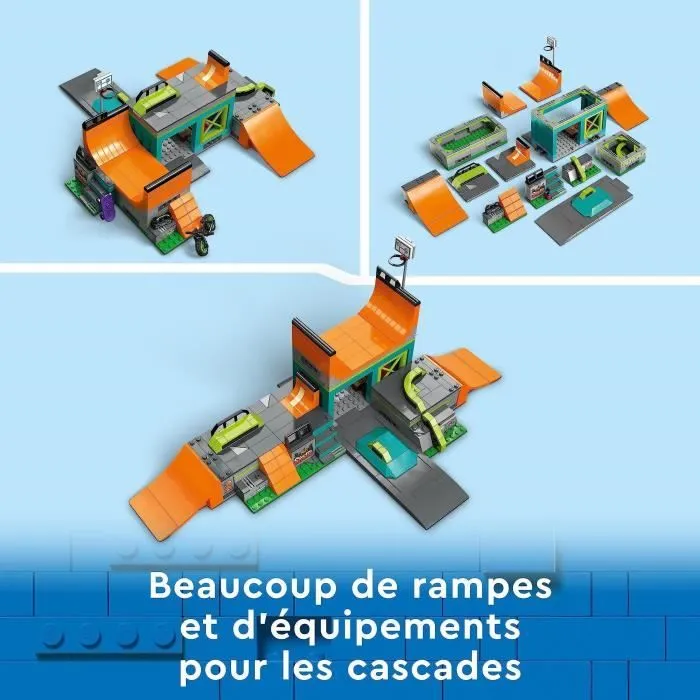 LEGO® City 60364 Le Skatepark Urbain, Jouet de Cascade avec Vélo BMX, Skateboard et Rollers-1