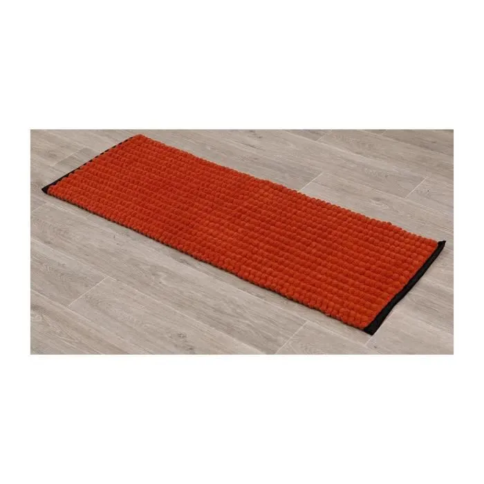 TENDANCE - Grand Tapis de salle de bain Bicolore Terre de Sienne et Noir en Polycoton 45 x 120 cm Orange-1