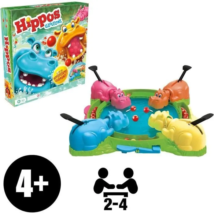 Hippos gloutons, jeu de société enfant, jeu de plateau, dès 4 ans, pour 2 à 4 joueurs, Hasbro Gaming-2