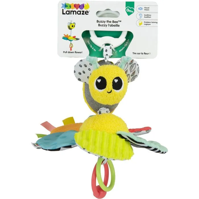 Peluche d'éveil sensoriel - Lamaze - Buzzy l’Abeille - Jaune - 0 à 6 mois - Clipser pour voyager-0