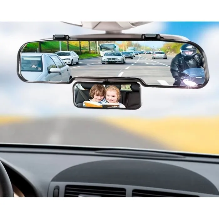 Rétroviseur 30 CM Universel Auto Grand Angle Double - Intérieur et Extérieur - indiscount[L193]-0