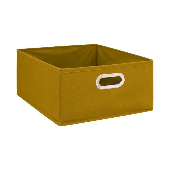 Boîte de rangement - FIVE - Jaune moutarde - 31 x 31 x 15 cm - Polypropylène et métal-0