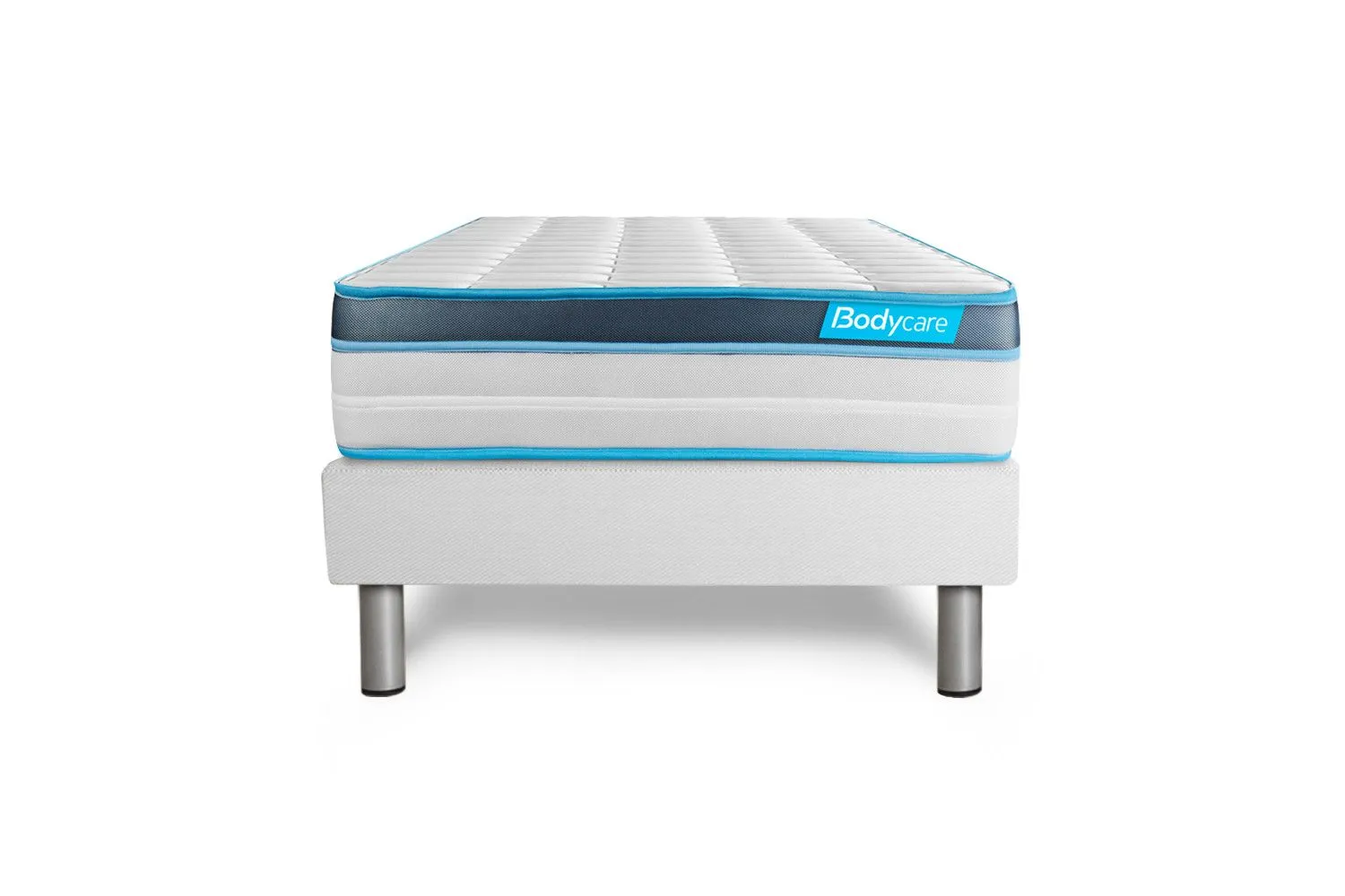 Ensemble sommier matelas 90x190 BodyFit Mémoire de forme - 24 cm - Ferme - sommier kit blanc-0