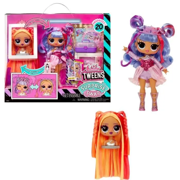 L.O.L. Surprise Tweens Surprise Swap Fashion Doll- Buns-2- Braids Bailey - 1 poupée Tweens 17cm, 1 mini tête à coiffer et des-0