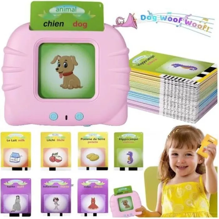 Cartes Flash Parlantes pour Enfants, Cartes Éducatives Jouets d'apprentissage 112 Feuilles de 224 Mots, Préscolaires Jeux Éducatifs-0