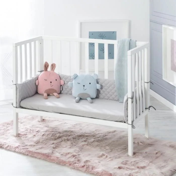 Berceau Cododo ROBA Style 2 en 1 + Matelas - Tour de lit et Barrière - Blanc-0
