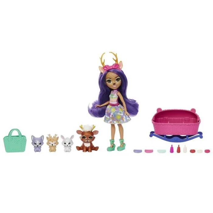 Poupée Enchantimals Meilleurs Amis des Bébés avec 4 animaux et accessoires - HLK84-0
