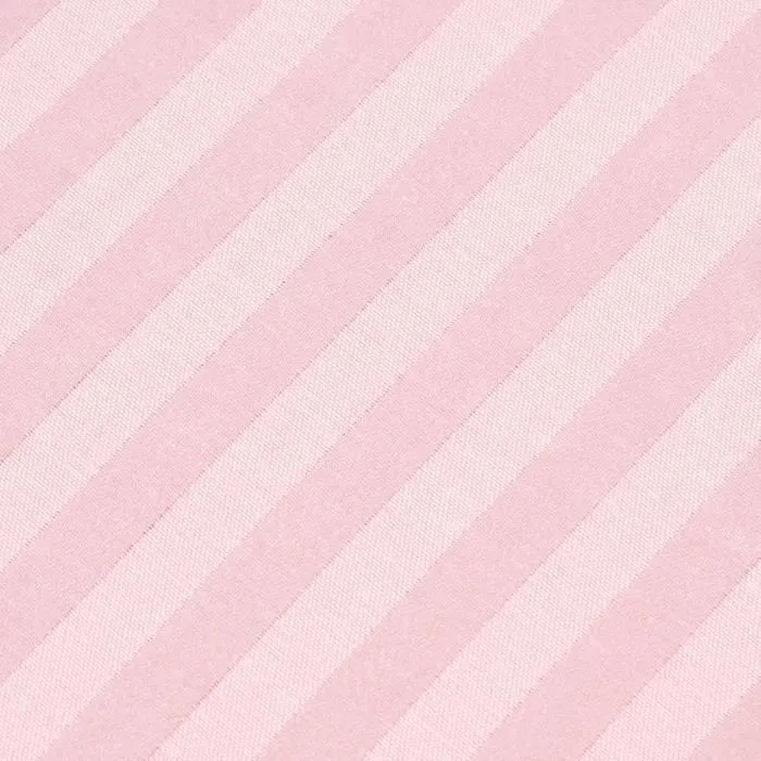 Drap plat rayé satin de coton égyptien 330 fils - HOMESCAPES - 240 x 300 cm - Rose - Rayures - Naturelle-3
