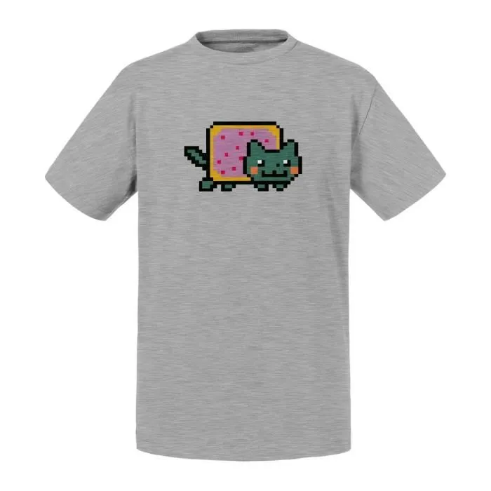 T-shirt Enfant Gris Nyan Cat flying kitties Geek Meme Internet-0