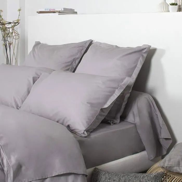 Taie De Traversin Unie Coton 85X185 Cm Gris Souris-0
