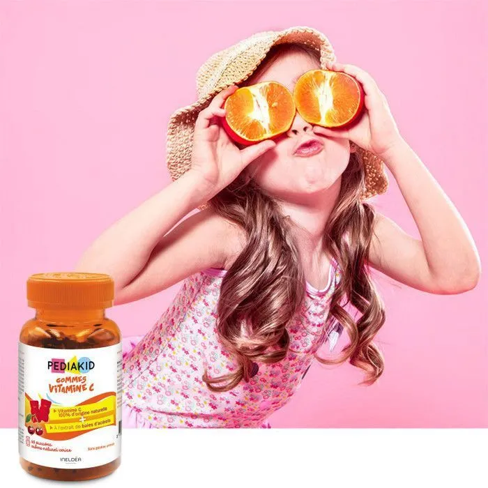PEDIAKID - 60 Gommes Vitamine C - Formule Naturelle -Goût Cerise - Contribue à Réduire la Fatigue - Soutient le Métabolisme Énergéti-1
