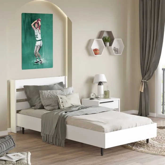 Lit simple Vesanto 100 x 200 cm blanc noir-1