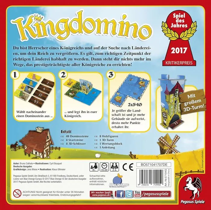 Dominos Pegasus spiele - 57104G - 57104 G - King Domino, Jeu de l'annee 2017-2
