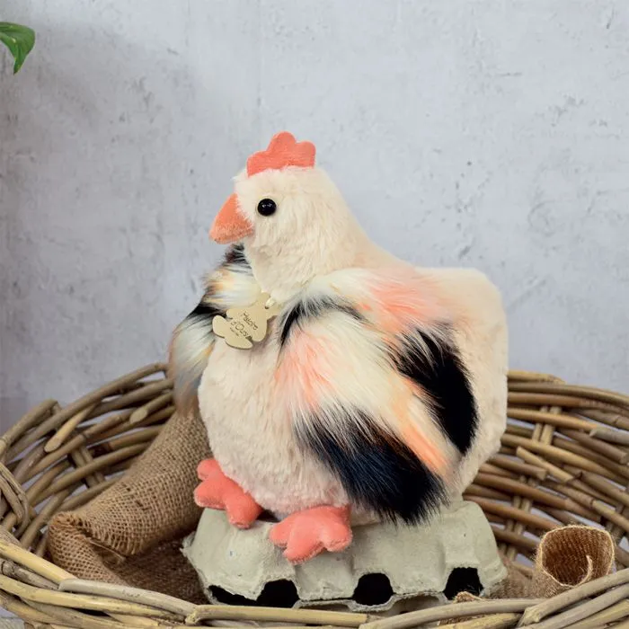 Peluche poule beige 20CM - HISTOIRE D'OURS - Jouet bébé - Intérieur - Naissance-1