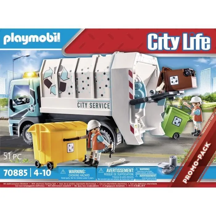 Camion poubelle PLAYMOBIL 70885 avec effets lumineux - 2 personnages et accessoires-6