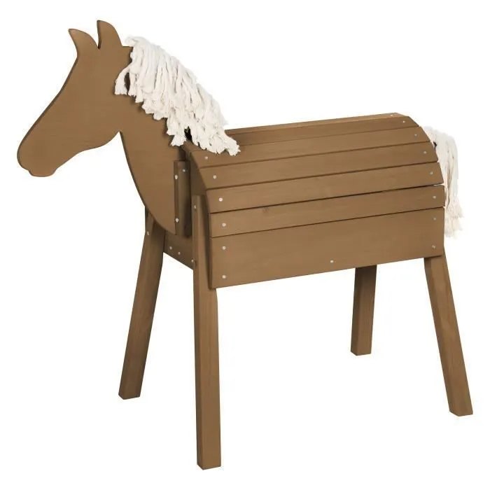 ROBA Cheval d'Extérieur en Bois Massif pour Enfant - sans Bascule - Cheval de Jeu en Brun-0