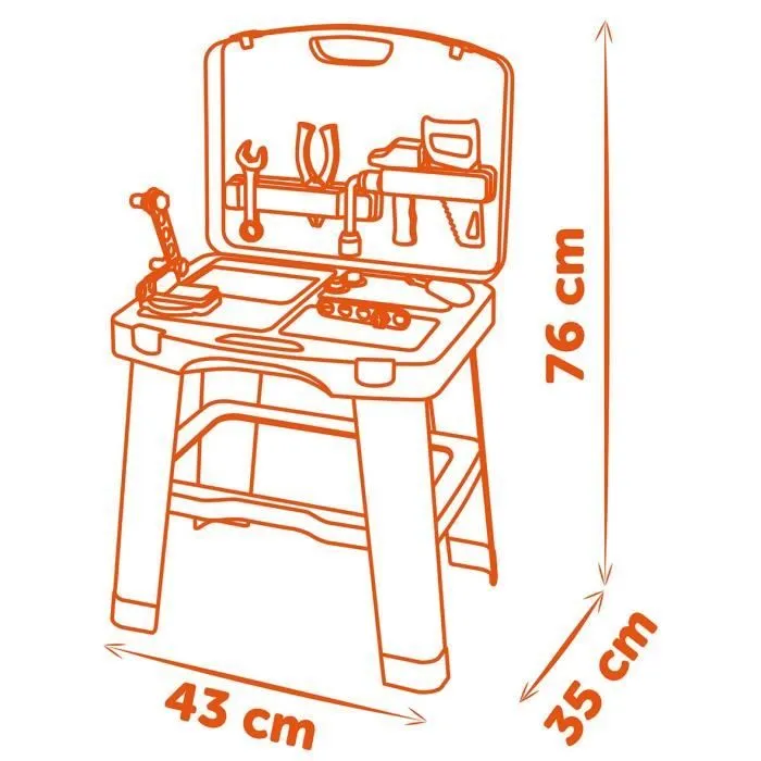 Smoby - Black and Decker -Etabli Bricolo Smart - Jeu d'imitation - Mallette qui se transforme en établi - 33 accessoires inclus - Fa-4