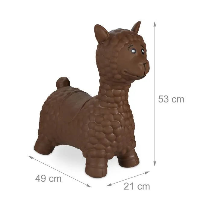 Relaxdays Animal sauteur en forme de lama, avec pompe à air, 3 ans et plus, sans BPA, jouet gonflable, marron-3