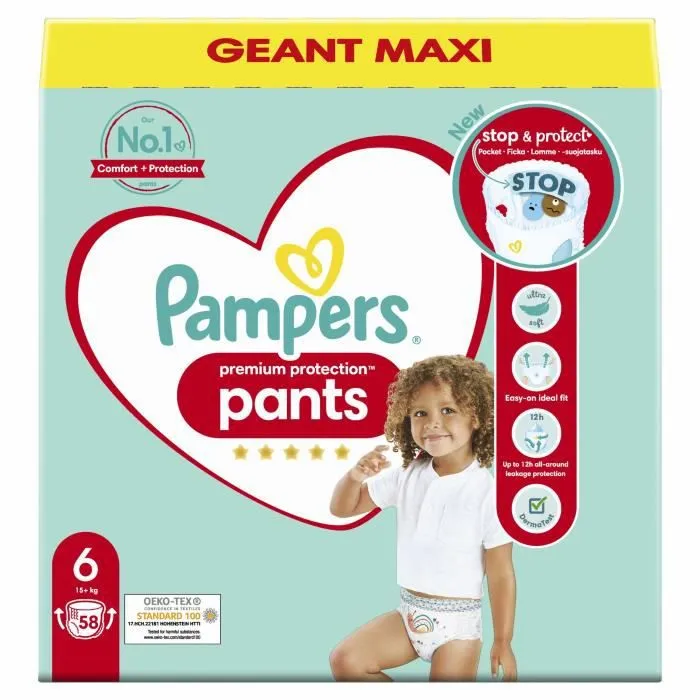 PAMPERS Premium Protection Pants Taille 6 - 58 Couches-culottes-0