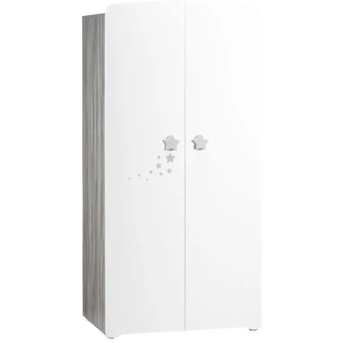Chambre bébé trio Nao: lit 120x60, commode à langer et armoire - Babyprice - Blanc-4