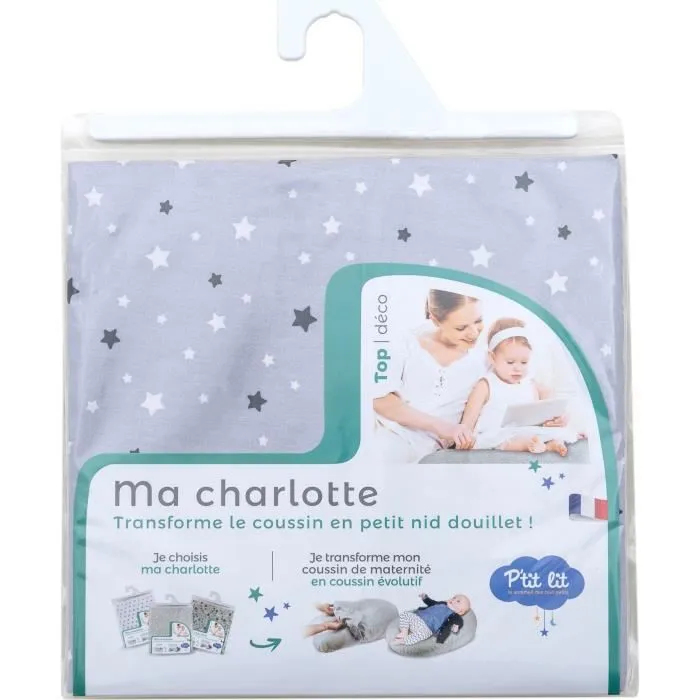 P'TIT LIT Charlotte pour coussin d'allaitement - Étoiles - Bleu-4