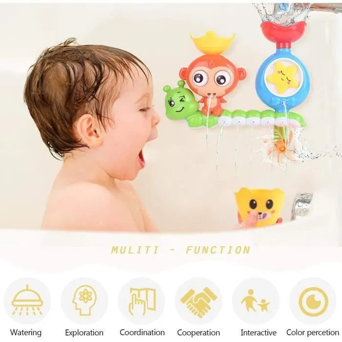 Jouet de Bain - Cascade Station d'eau - Jouet De Douche pour Bébé et Enfants - Jaune-1