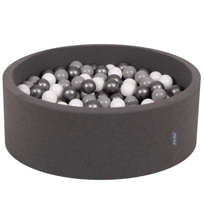 Piscine A Balles - Structure A Balles - KiddyMoon - gris foncé - 90x30cm/300 balles-1