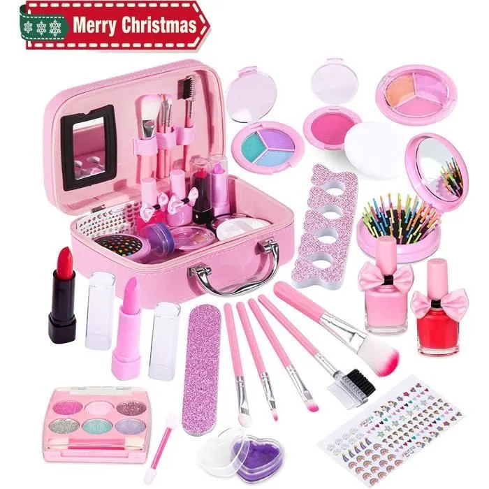 Maquillage Enfant Jouet Filles - ZGEER - Lavable Malette - Coffret Petites Filles - Rose-0