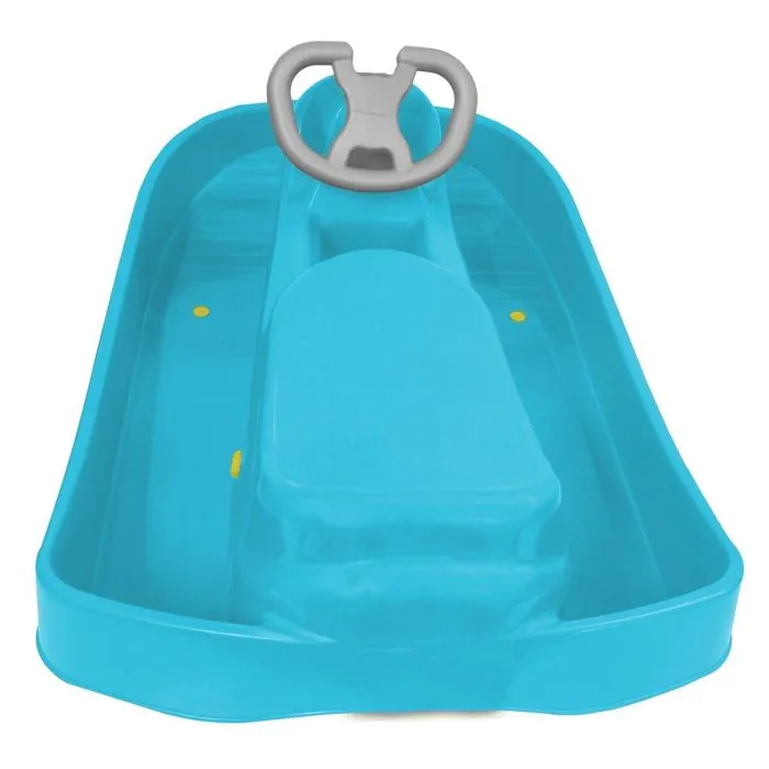 Luge - Snow Play - Ralley - 100 cm - Volant - Frein - Bleu-2