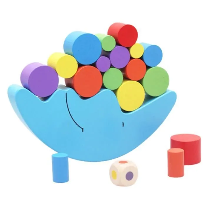 Jeu d'équilibre en bois pour enfants - SODIAL - Moon Balance - Bleu - A partir de 4 ans-3
