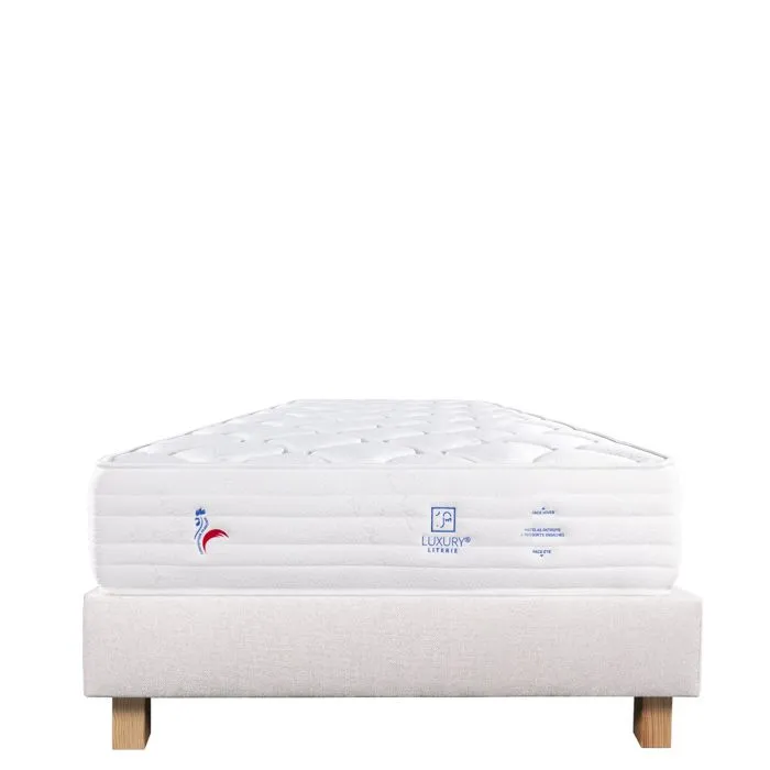 Ensemble Matelas 90x190 cm, Patriote Mousse, 27 cm, mémoire de forme , ferme, face été/hiver + sommier beige ep20cm-0