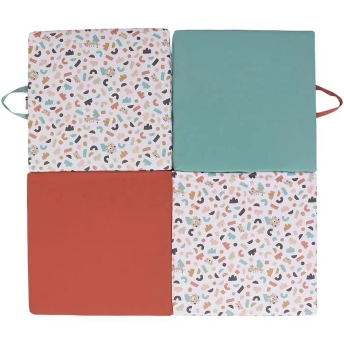 Tapis d'éveil Malin - TINEO - Tapis évolutif multifonction 3-en-1 - 120 x 120 cm - Géométrique / Animaux rigolos-0