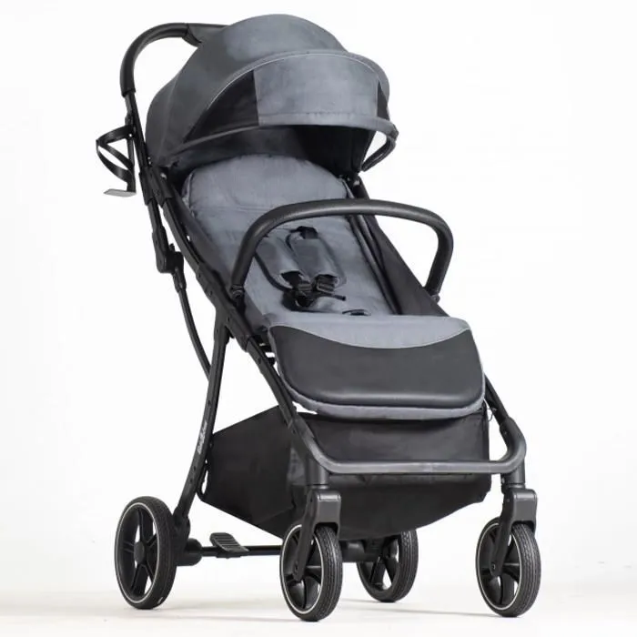 Poussette canne Okto gris : De la naissance à 4 ans Ultra compacte-0