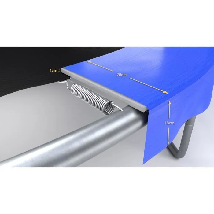 Trampoline ø244cm - 8FT Filet extérieur - Matelas réversible bleu et noir, Echelle - Deluxe-2