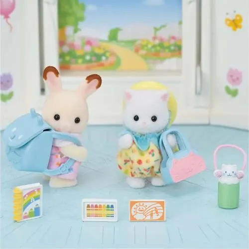 Le duo des bébés en promenade - SYLVANIAN FAMILIES - 5747 - Lapin Chocolat et Chat Persan avec accessoires-3