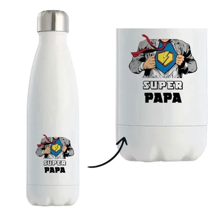 Bouteille isotherme - Super Papa - Gourde - Acier Inoxydable - 500 ml - Design moderne-0