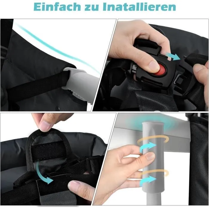 UISEBRT Siège de Table Pliable pour Bébé Chaise Haute avec Pinces Antidérapantes et Ceinture de Sécurité Portable, Noir-2