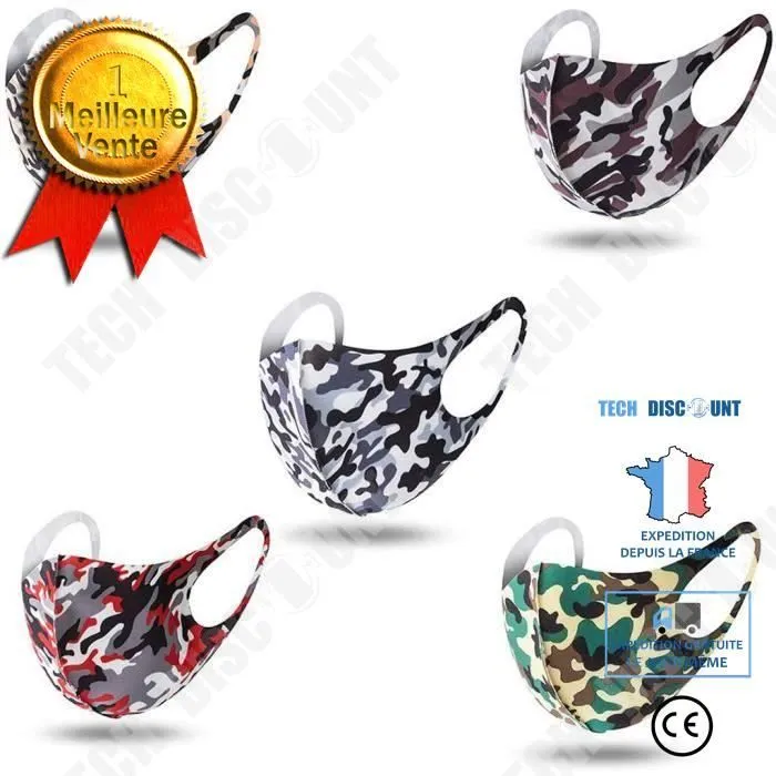 TD® Lot de 5 masques pour la bouche masque unisexe masque décoratif-0