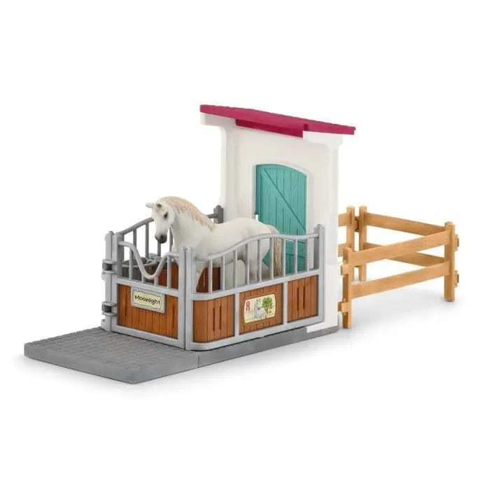 Box avec étalon Pur Sang anglais, Extension pour écurie schleich pour enfant, Schleich 42569 HORSE CLUB, dès 5 ans-1