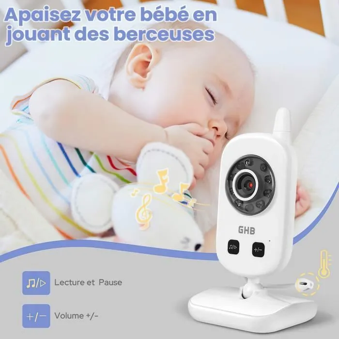 Babyphone - PIMPIMSKY - Bébé Moniteur-Babyphone Vidéo Vision nocturne, conversation bidirectionnelle, moniteur de température-1
