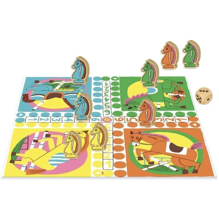 Jeu de société - NATHAN - Jeu des petits chevaux - Grand classique, illustrations originales-1