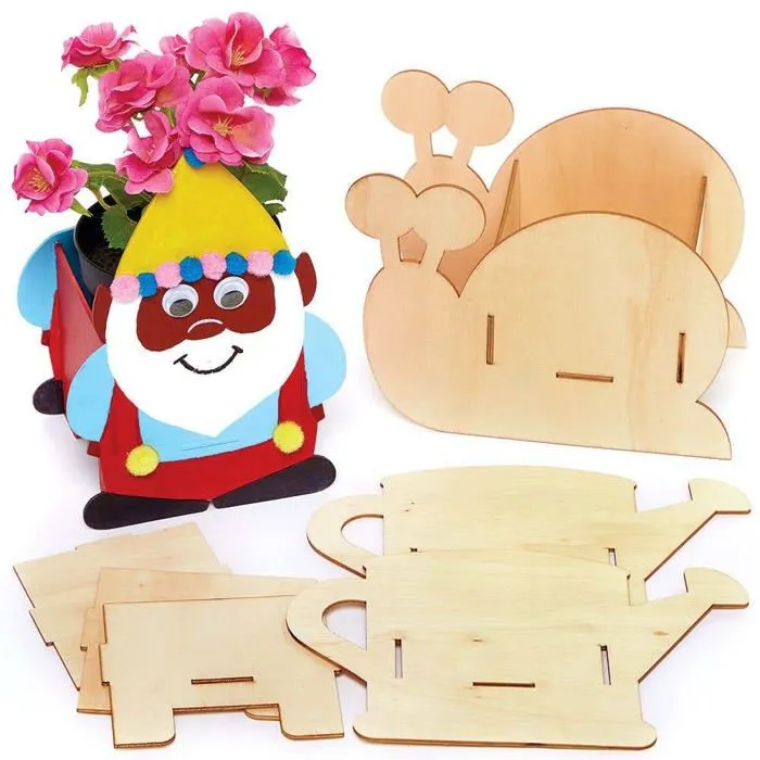 Baker ross - FC837 - Pots de Fleurs en Bois sur le theme du Jardin - Lot de 3, Activites Manuelles pour les Enfants ()-0