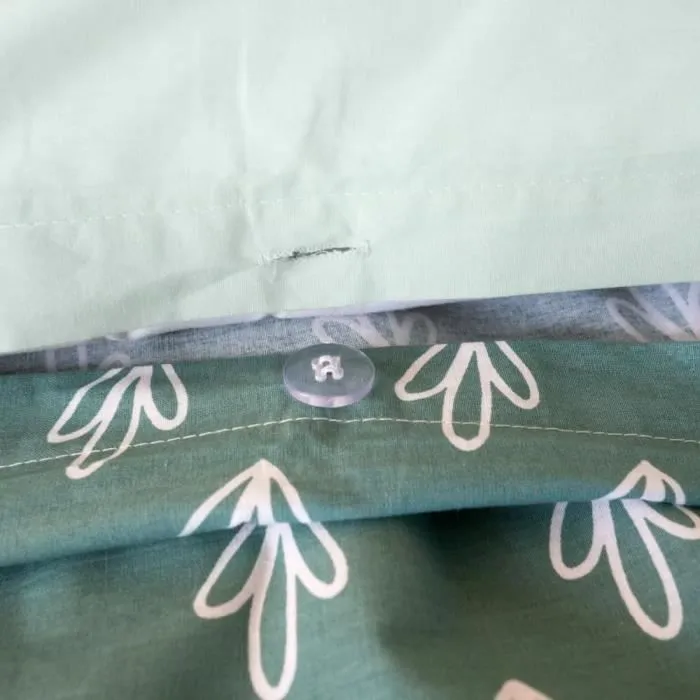 Parure de lit 140x200 cm Enfant réversible - Housse de Couette + 1 Taie d'oreiller Motif imprimé Renard Vert – 100% Coton-2